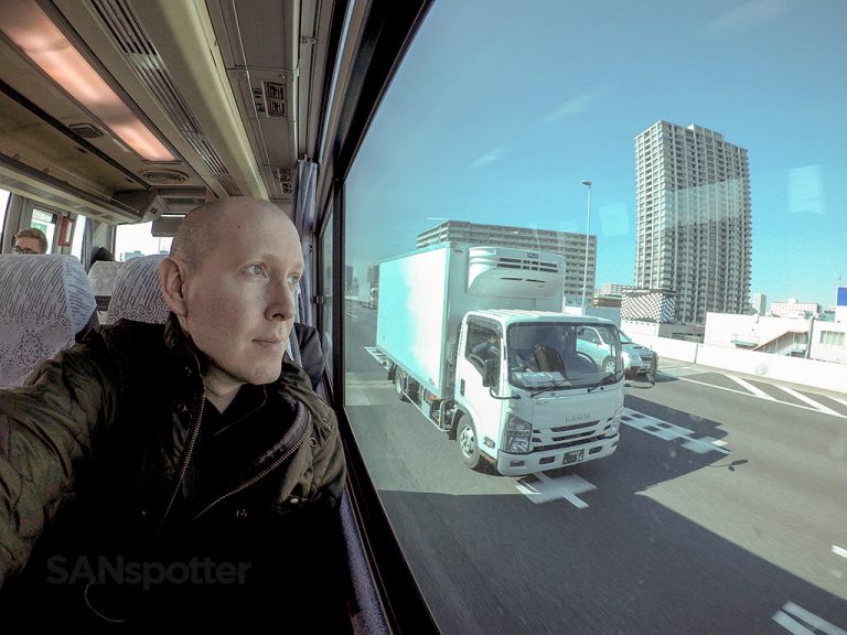 SANspotter selfie Haneda to Narita transfer bus