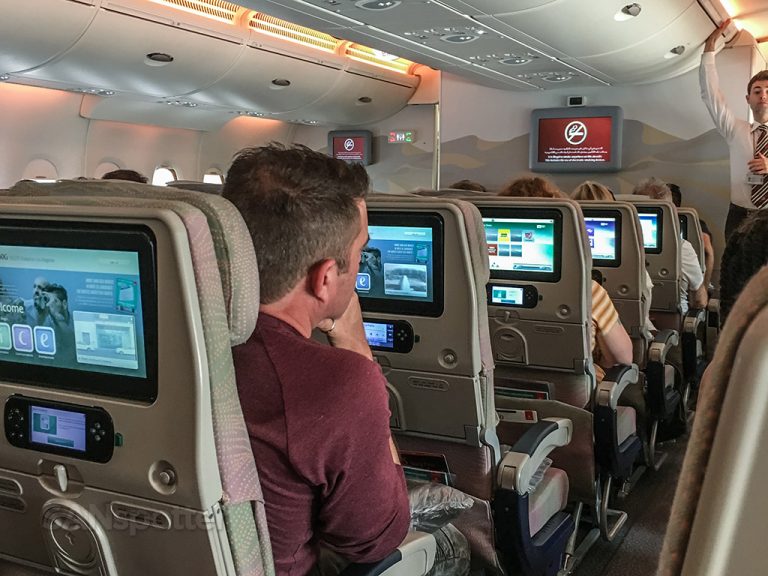 Emirates A380 economy class cabin pic