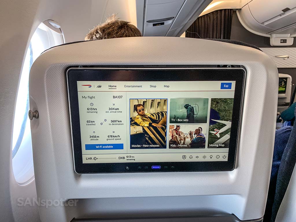 British Airways a350 premium economy video screen