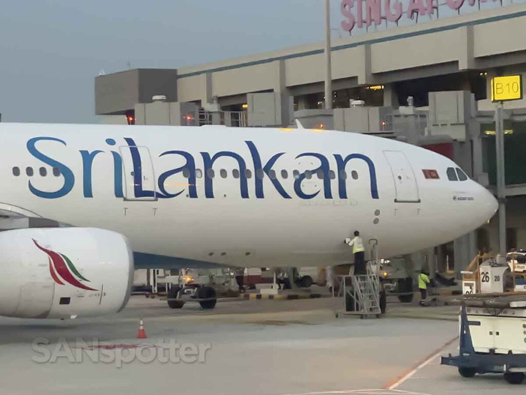 Sri Lankan A330 parked at the gate Singapore Changi Airport