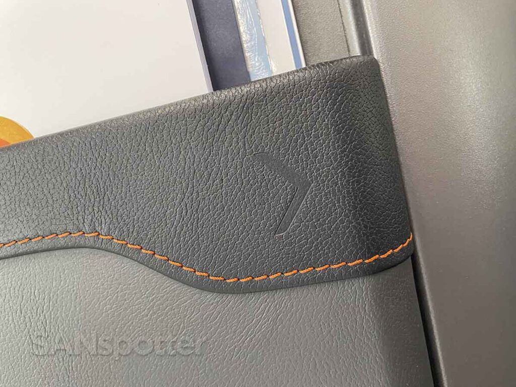 Seat detail with orange stitching