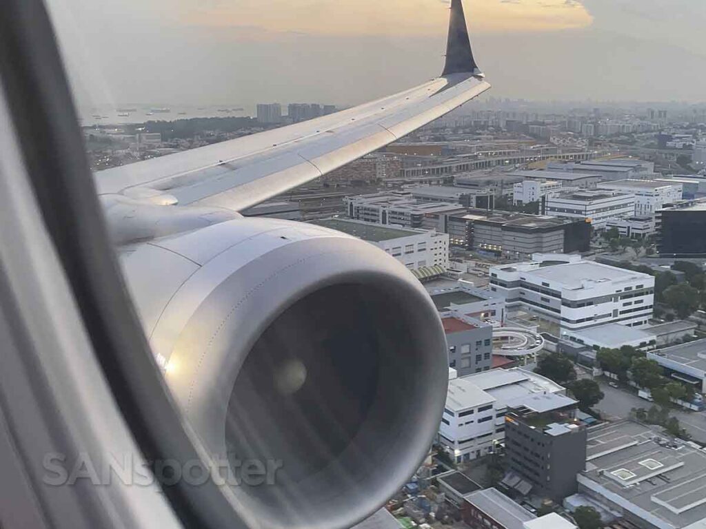 Sunset approach into Singapore airport