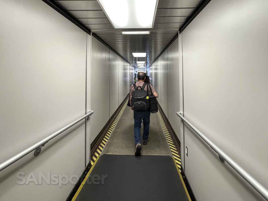 Walking down gate 156 jet bridge terminal B at LAX