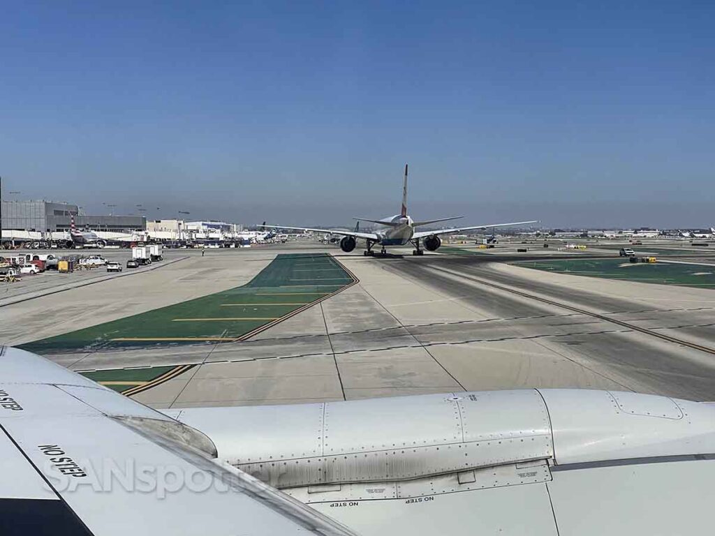 Taxiing at LAX in a Singapore Airlines 777-300ER