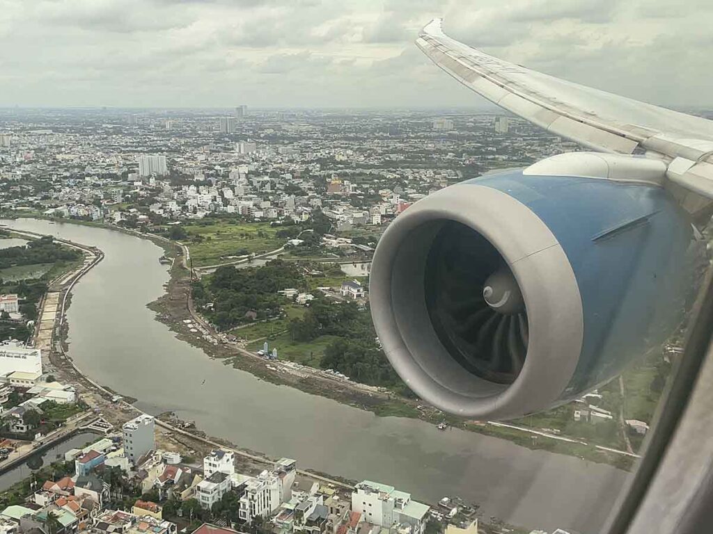 Crossing river on approach to SGN airport