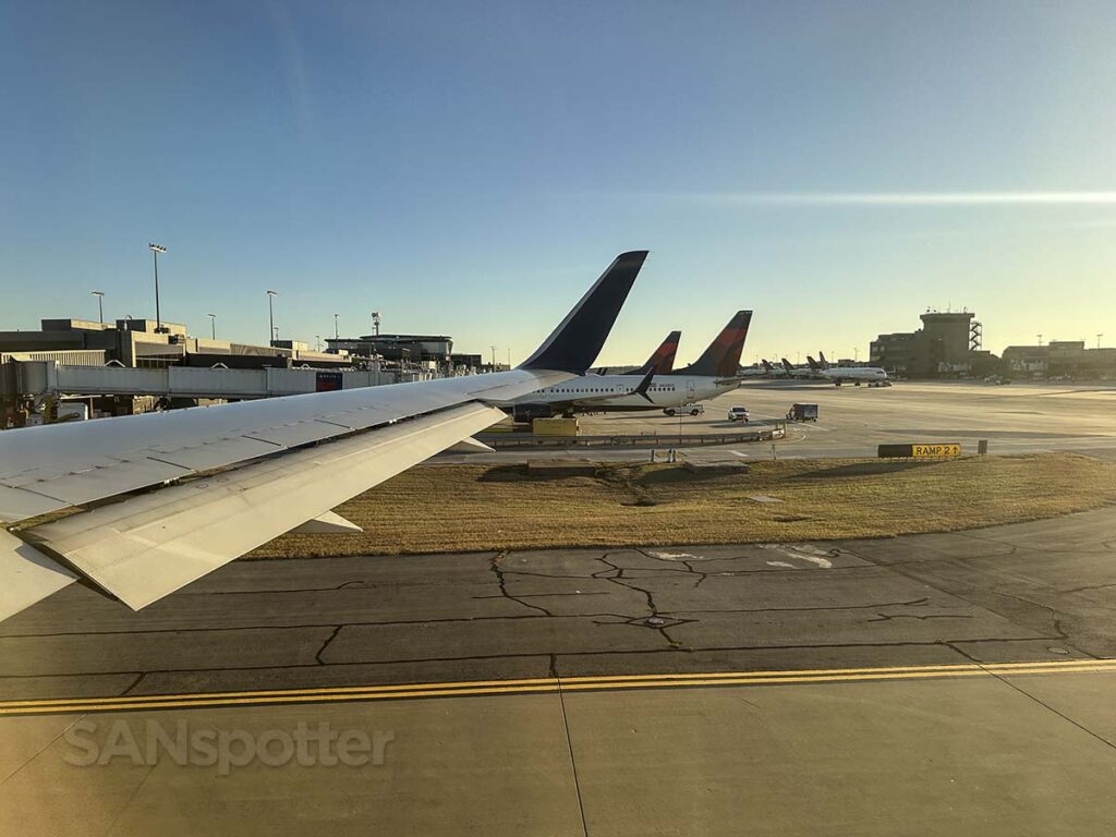 Delta 767-300 taxiing by the terminal on the way to the runway at ATL