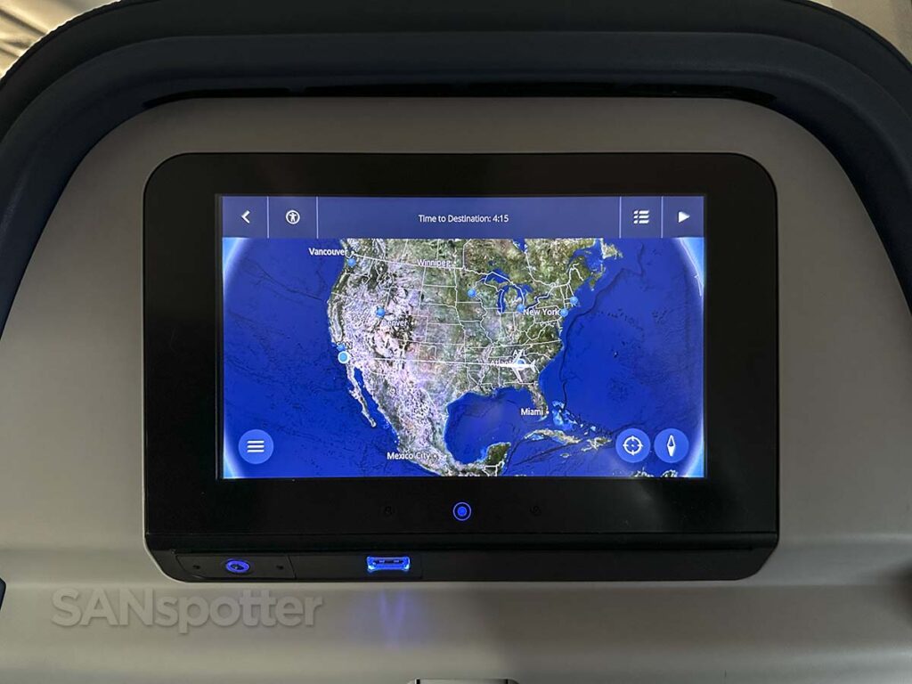 Delta 767-300 economy in-flight entertainment in-flight map