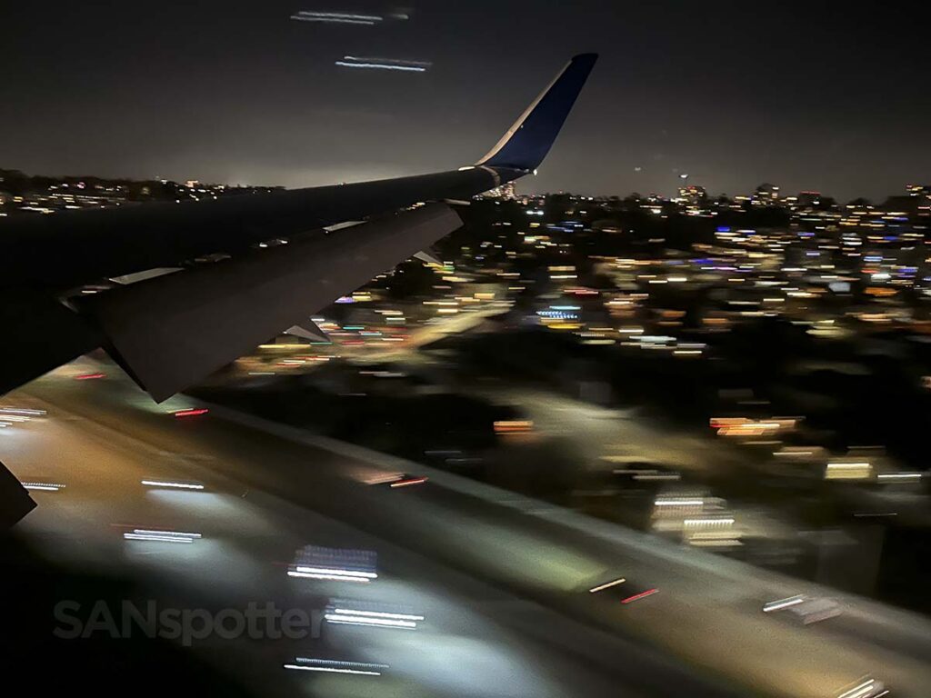 Final approach into SAN at night on a Delta 767-300