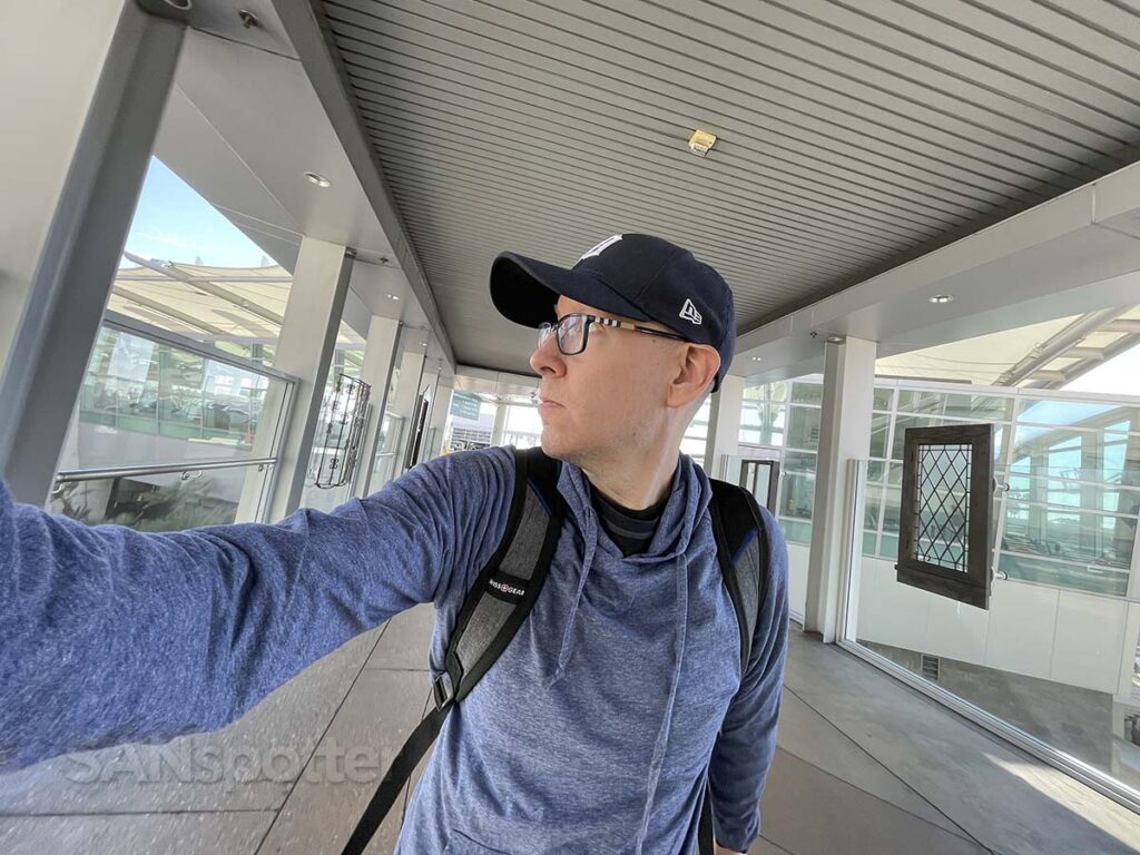 SANspotter walking into the San Diego international airport at the terminal 2 West entrance