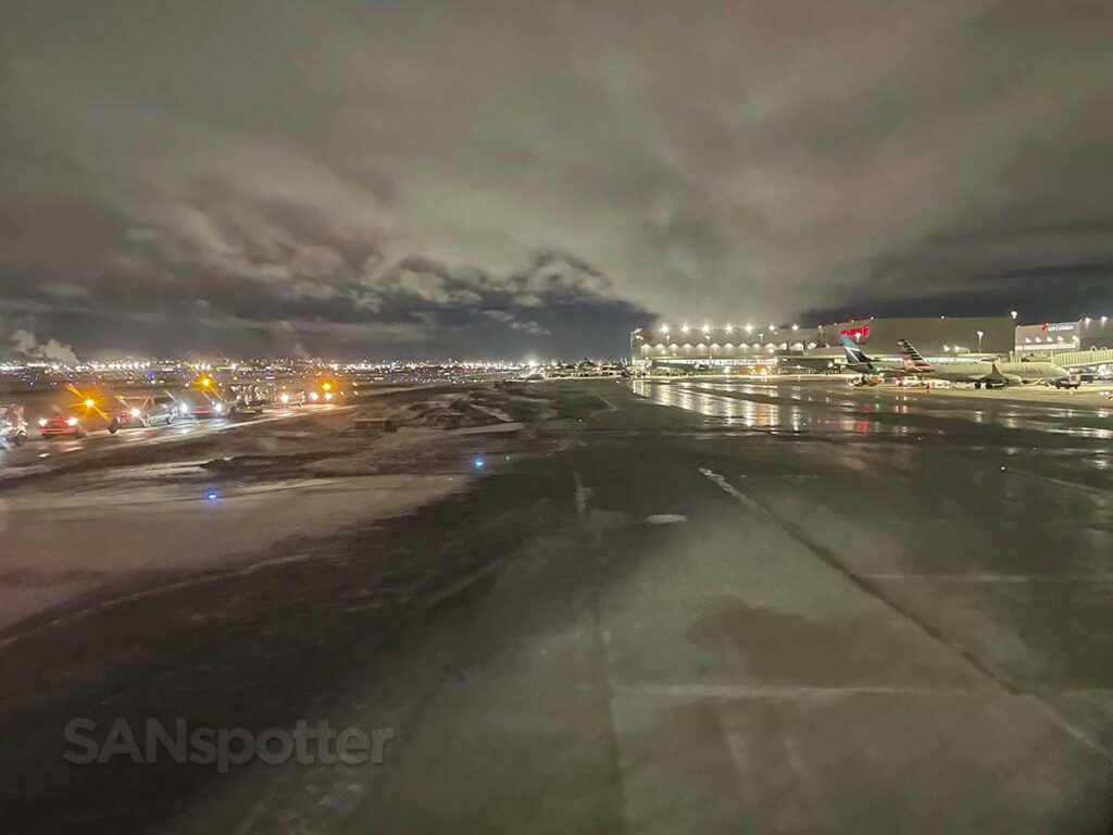 Taxi in to terminal 3 at YYZ at night