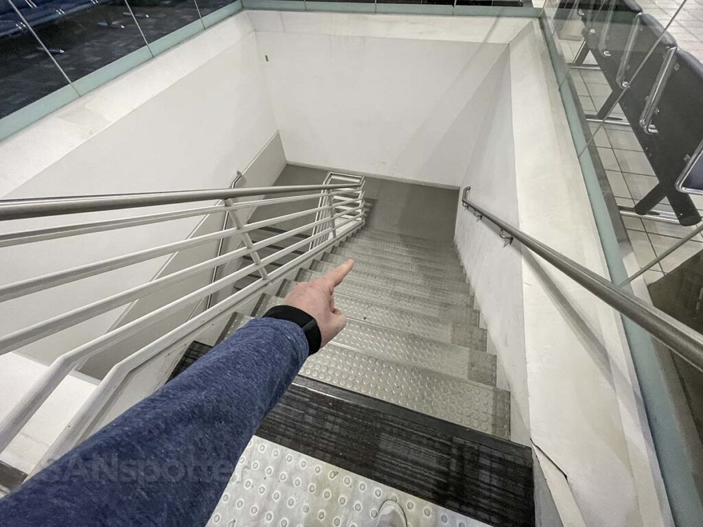 Stairs leading down into the basement gate in terminal 3 YYZ