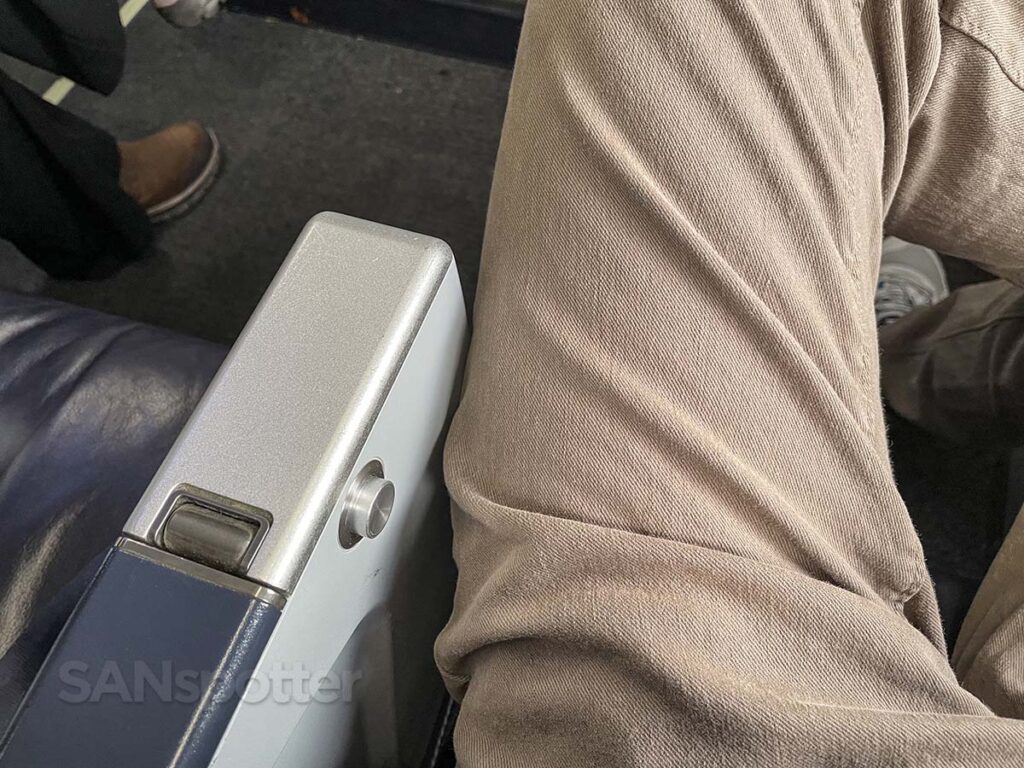 Flair Airlines Boeing 737 MAX 8 bulkhead row armrest with integrated tray table