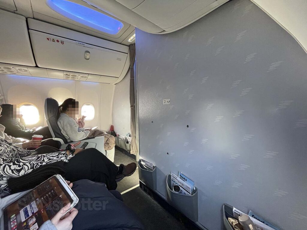 Flair Airlines 737 MAX 8 row 1 passengers enjoying the extra legroom