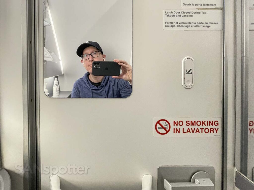 Flair Airlines 737 MAX 8 lavatory mirror