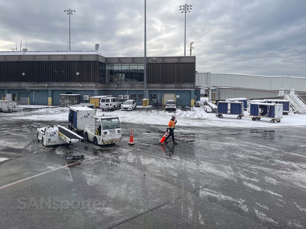 Pulling up to the gate in the winter time at YVR